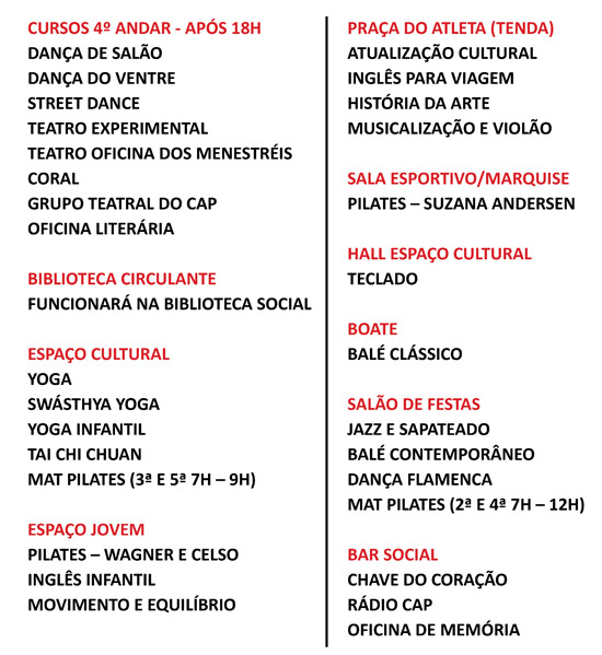 Clube Paulistano - Remanejamento-Cursos-Cultural